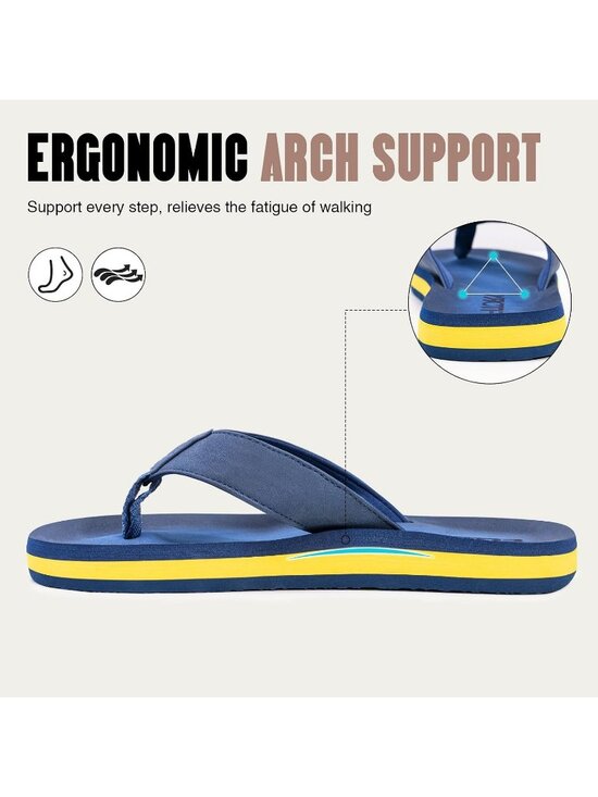 Men\'s Blue Yellow Flat Thongs Comfort Split Toe Rubber Flip Flop Slipper Shoes main image 6